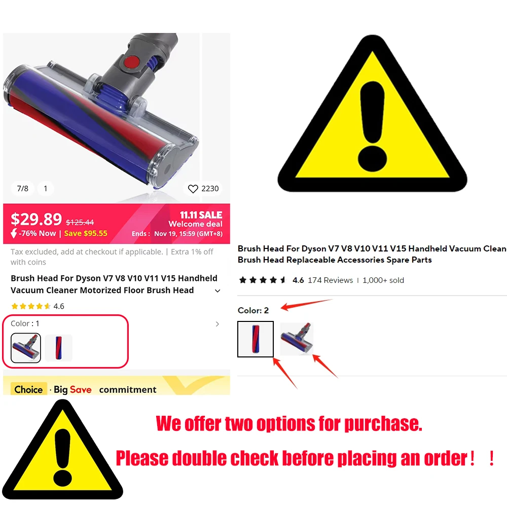 Motorized Floor Brush Head Replacement for Handheld Vacuum Cleaner
