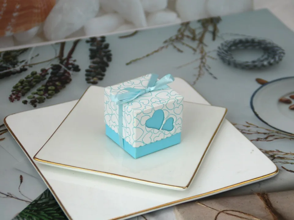50Pcs Double Love Heart Candy Gift Boxes with Ribbon Wedding Favor Boxes Party Packagin... - SKU HCGB1016 - UGI Packaging