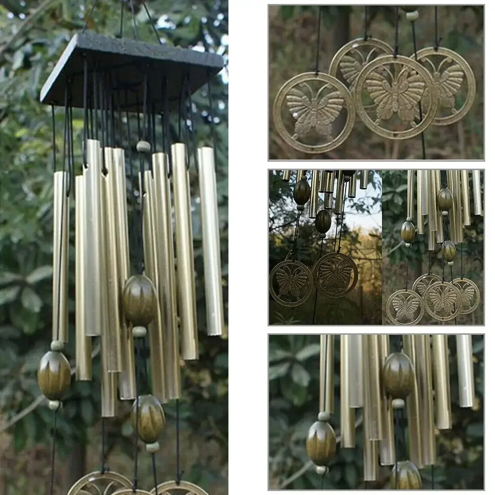 1 X Windchime Large Wind Chimes Bell Stainless Butterfly 12 Tube Outdoor Windchime Garden Yard  9.5cm*60cm*13cm High Quality 6