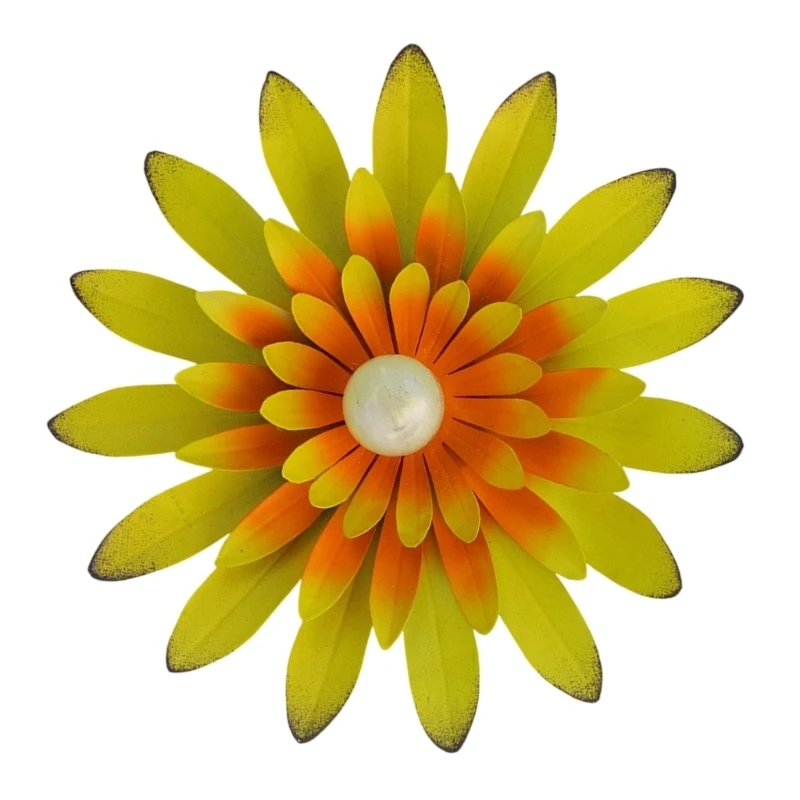 H7ED Metall-Blumen-Wandkunst-Dekoration, mehrfarbiges Eisen-Sonnenblumen-Wandbehang-Ornament – Detail 7