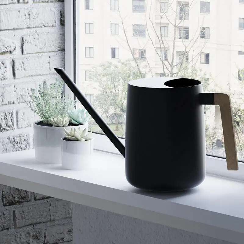 

Stainless Steel Watering Can Long Spout Small Watering Pot With Wooden Handle Gardening Flower Watering Can Home Accessories