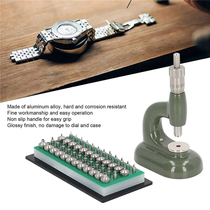 Watch Repair Tool Watch Press Set Back Case Closer Watchmaker Jewelling Tool Aluminum Alloy Green with 48Pcs Dies