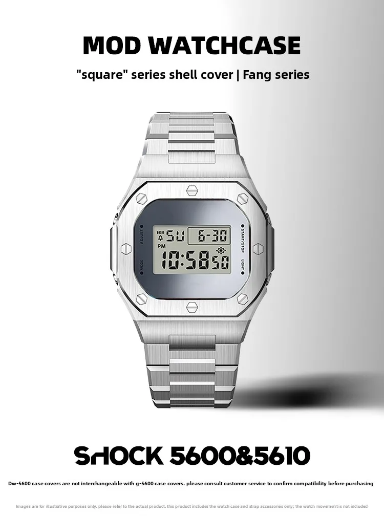 Stainless Steel Mod Kit Case Strap f G-SHOCK 5600 5610 Series