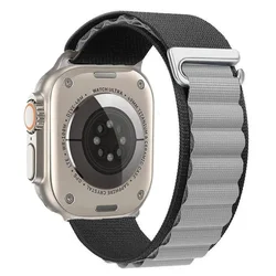 Premium Alpine Loop Nylon Sports Strap for Apple Watch - Versatile and Durable Bracelet Belt (22 Black grey)