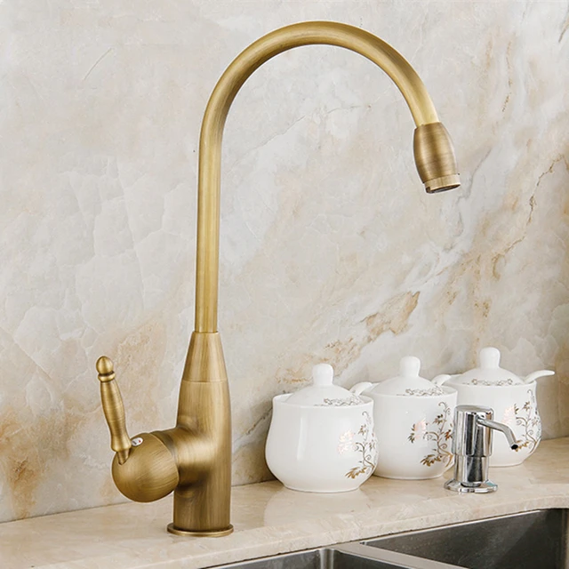 Rubinetti da cucina rubinetto Cozinha di colore antico rubinetto da cucina con beccuccio girevole in ottone miscelatore per lavello monocomando 5