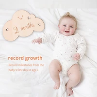 Wooden Baby Milestone 0-12 Months Baby Newborn Cartoon Cloud Shape Photography Accessories Growing Up Card Gifts For Newborns 6