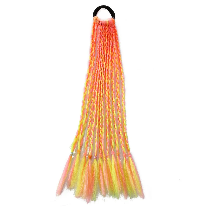 1 PCS Neue Mädchen Schmutzige Zöpfe Bunte Twist Tie Perücken Pferdeschwanz Stirnbänder Gummibänder Prinzessin Kopfbedeckungen Kinder Haar Zubehör – Detail 3