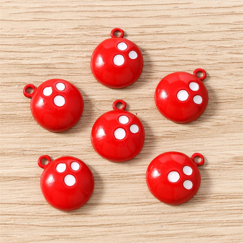 10 Stück 12x15mm Niedliche Emaille-Sport-Bowlingkugel-Anhänger für die Herstellung von Ohrringen, Halsketten, Armbändern, DIY-Bastelarbeiten, Schmuckzubehör