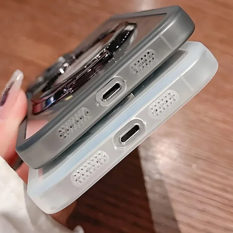 MagSafe Magnetic Silicone Stand Holder - Transparent Cover