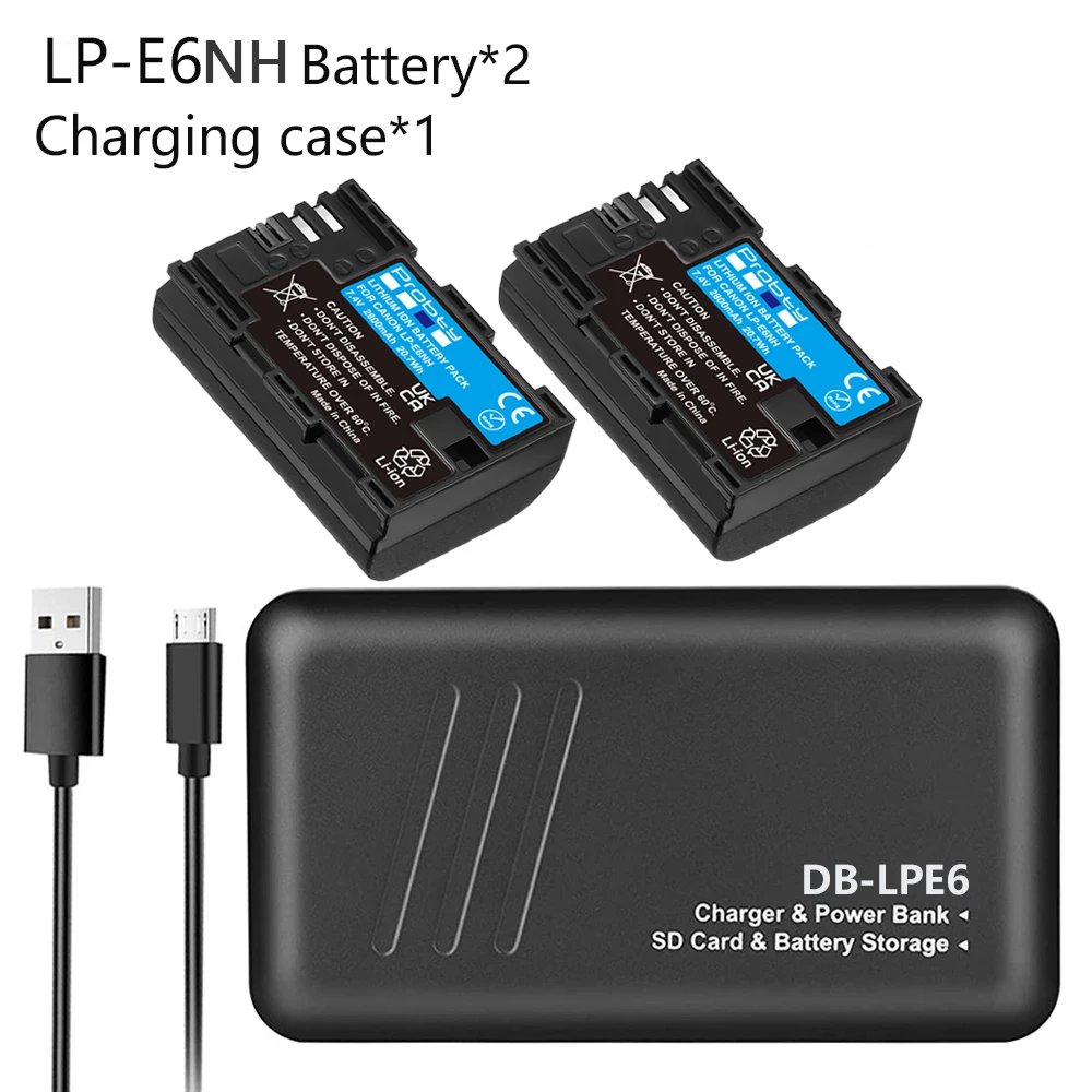 LP-E6NH LP-E6N LP-E6 バッテリーと充電器ケースキヤノン EOS R5