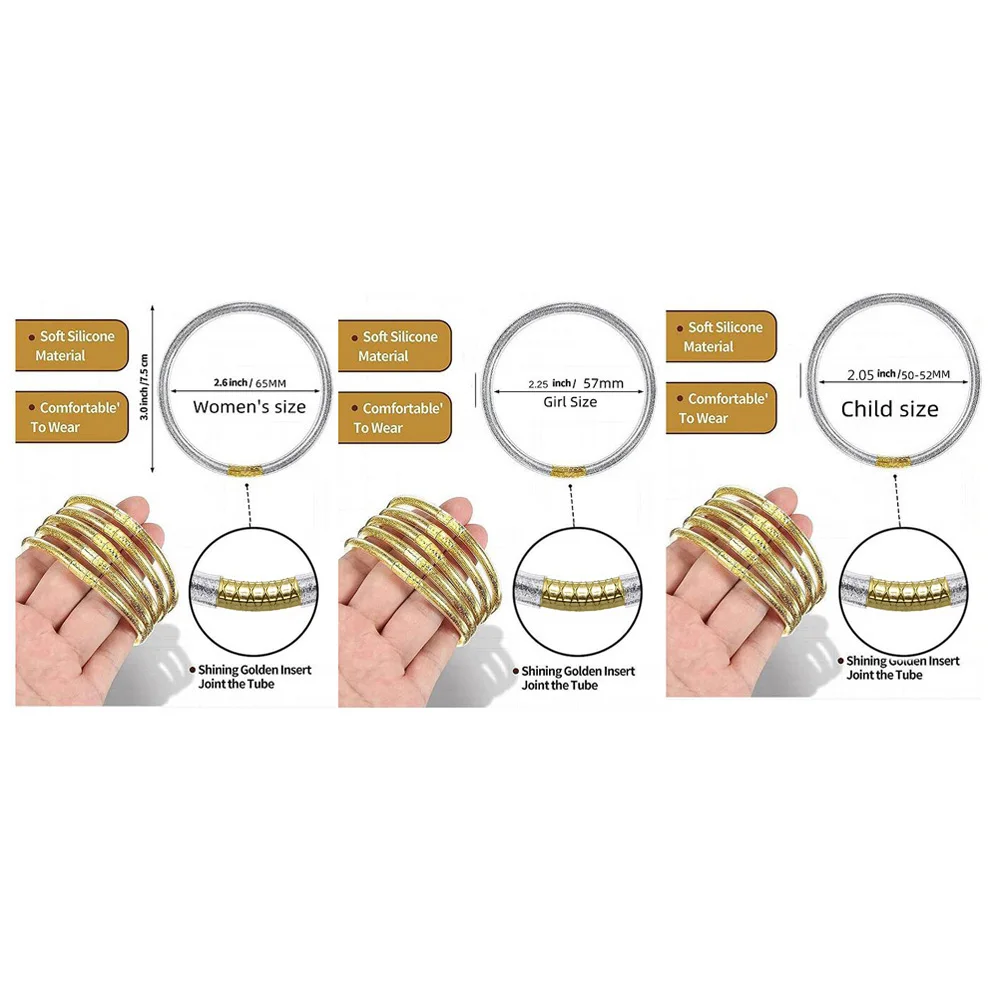 9pcs/set Glitter Jelly Bangles Bracelets Set for Women Shiny Buddhist Jonc Bracelet for Women 3