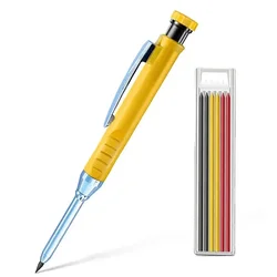 Premium Solid Carpenter Mechanical Pencil with Built-In Sharpener (2pcs set -Yellow A)