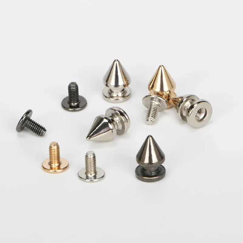 50 Sets Silber Gold Kegel Spikes Screwback Nieten Mehrere Größen Metall Baum Spikes Nieten für Punk Stil Kleidung Zubehör – Detail 5