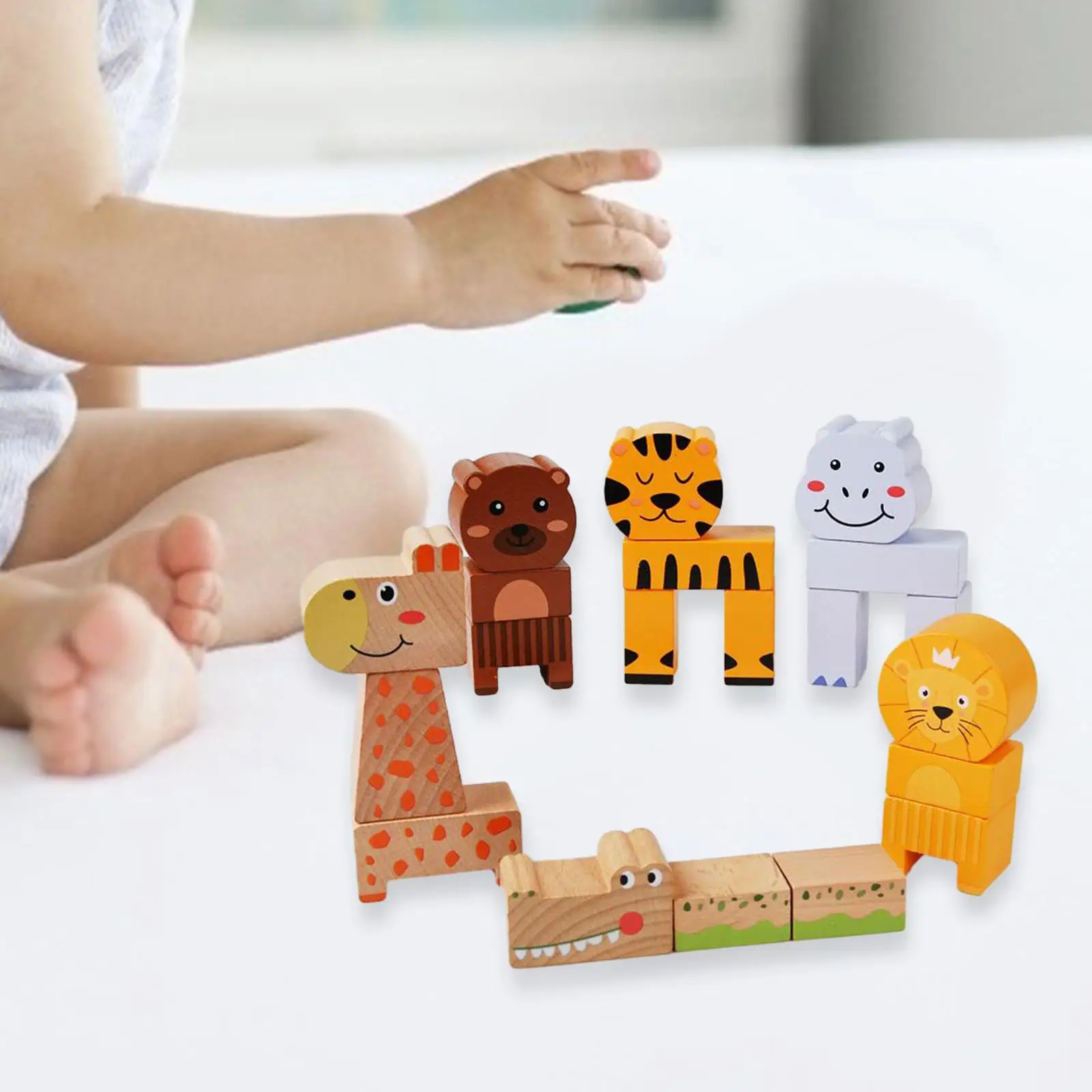 Wooden Animals Stacking Blocks, Balance Game Game Toy, Montessori for 3 4 5 6 Years Old Kids boys girls Birthday Gifts