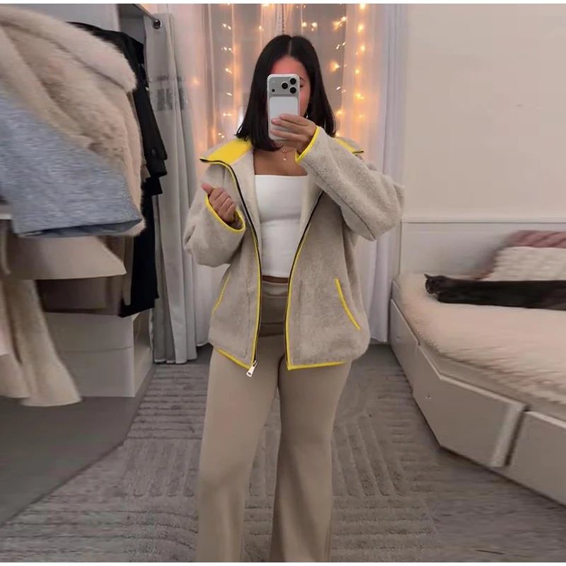 2026 Spring New Contrast Knitted Cardigan Jackets For Women Elegant Long Sleeve Pockets Zipper Sweater Street Lady Chic Outwear 39 S3528ddd632334a9dbe004da3969ce24aH