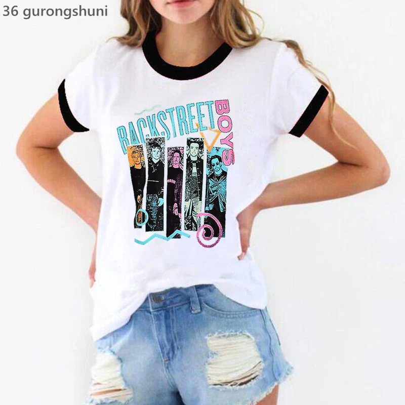 Vintage T-shirts Frauen Kleidung 2025, Backstreet Boys Welt Drucken T-Shirt Femme Sommer Mode T Shirt Weibliche Harajuku Shirt Tops
