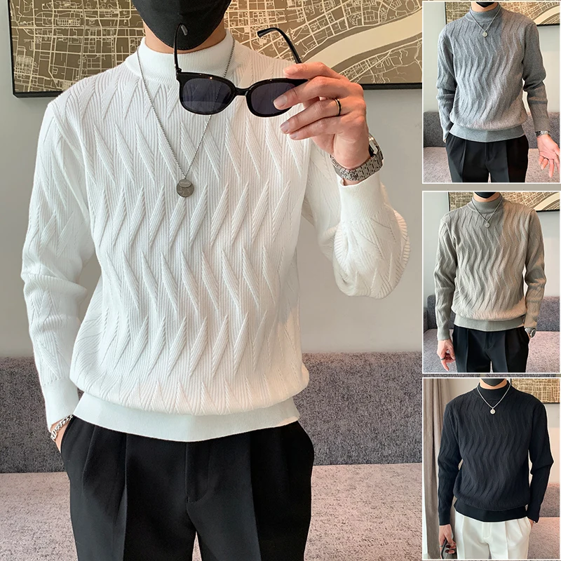 

Cashmere Sweater Men's Knitting Wool 2023 Autumn and Winter Fashion Large Round Neck Top Autumn Warm Pullover Knitwear A19