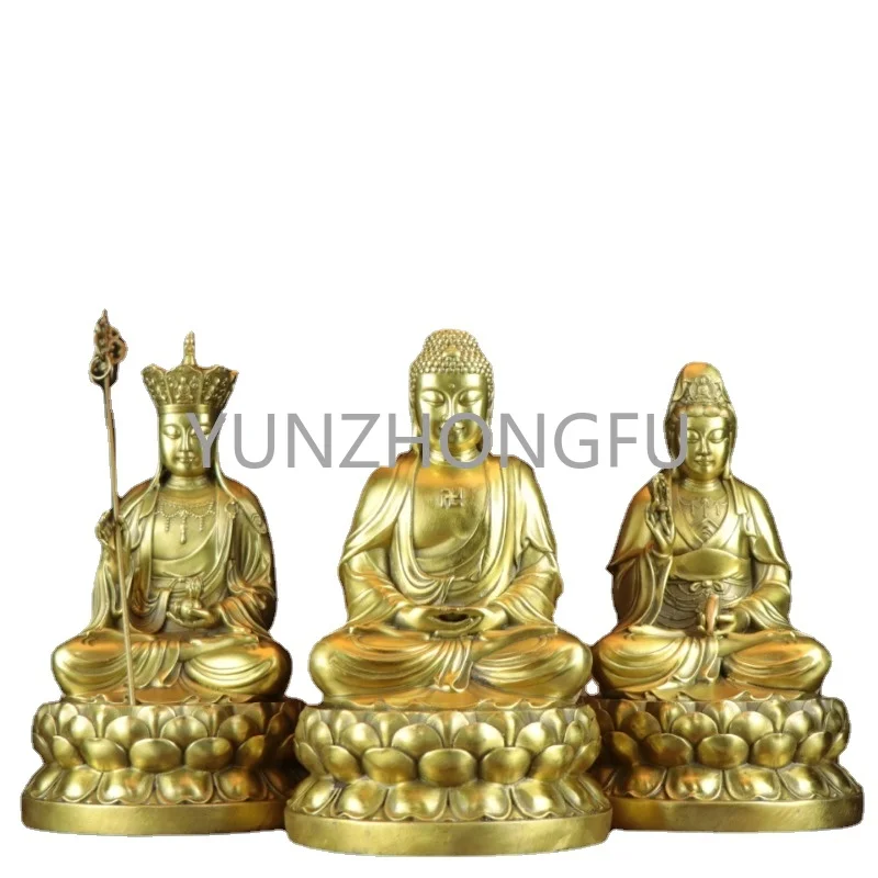 

Brass Three Treasures Buddha Three Sages Guanyin Jizo Amitabha Buddha Home Shop Ornaments Sampa Three Sages
