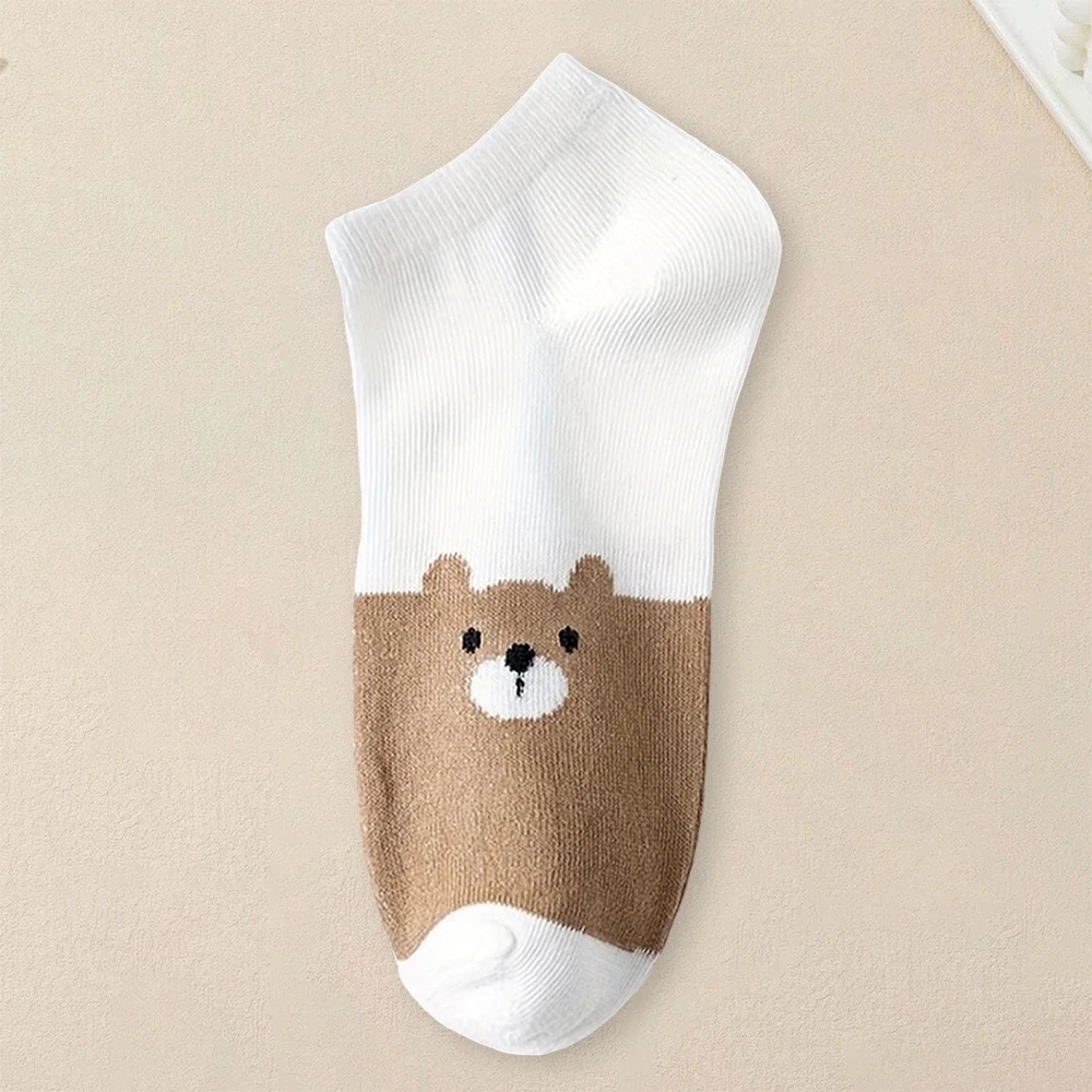 Patterned socks 5 Pairs Women Cartoon Patterned Socks Trendy Versatile Breathable Sweat Wicking Deodorizing Antibacterial Comfortable