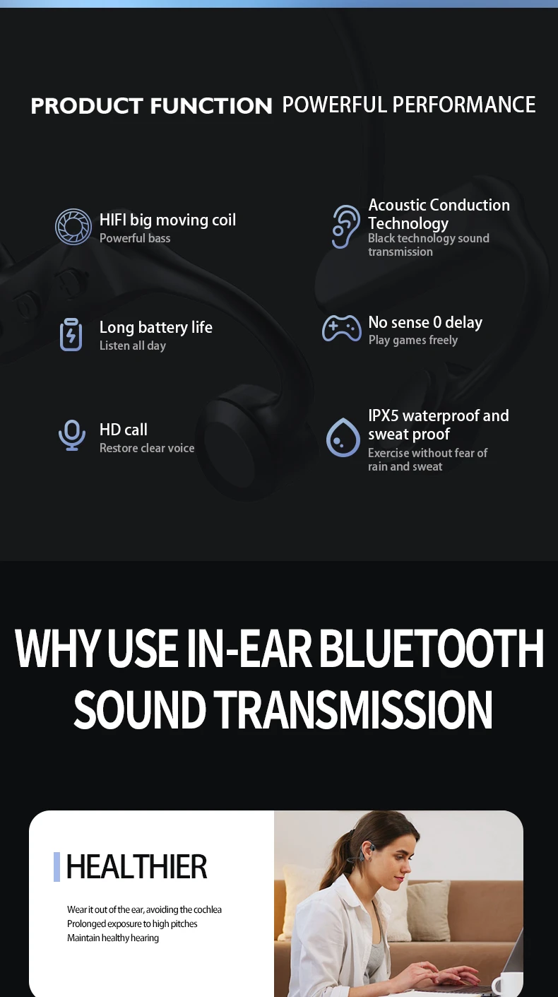 K69 Bone Conduction Headphones TWS Wireless Sports Earphone Fone Bluetooth Headset Handsfree With mic For Running Gaming Headset