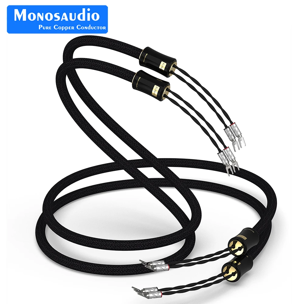 

Monosaudio Eclipse series Pure Silver Speaker Cable hi-end Silver Y spade to Y spade connector Plug Jack Hi-end Loudspeaker