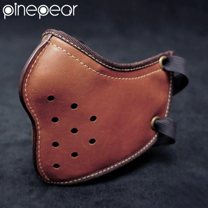 PinePear Leather Retro Punk Face Mask for Harley Motorcycle 3/4 Helmet and 1/2 Helmet Windproof Mask face mask