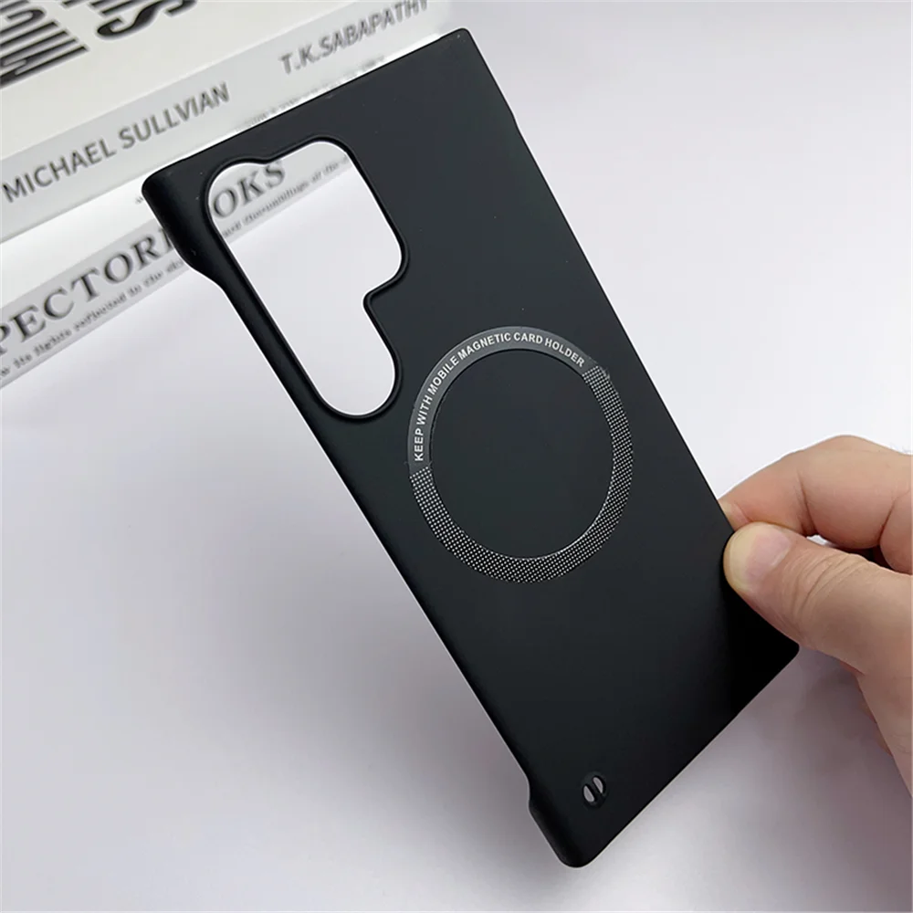 thumbnail image 1 of Luxury Ultra Thin Frameless Magnetic For Magsafe Case For Samsung S24 S23 Ultra S22 Plus S21 S20 FE S10 Slim Hard PC Matte Cover, 1 of 5