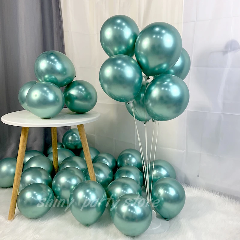 thumbnail image 1 of Globos metálicos de metal cromado y gris plateado de 20, 50 y 100 unidades para decoración de fiestas, baby shower, bodas, Año Nuevo, 1 of 5