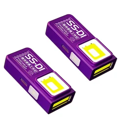Compact USB - C Rechargeable Waterproof LED Flashlight with Clip and Magnetic Base (Purple 2PCs)