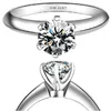 Solid 18K 750 White Gold 2 Carat Six Prongs Round Excellent Woman Engagement Ring Bright Forever AU585 Gold Jewelry 1