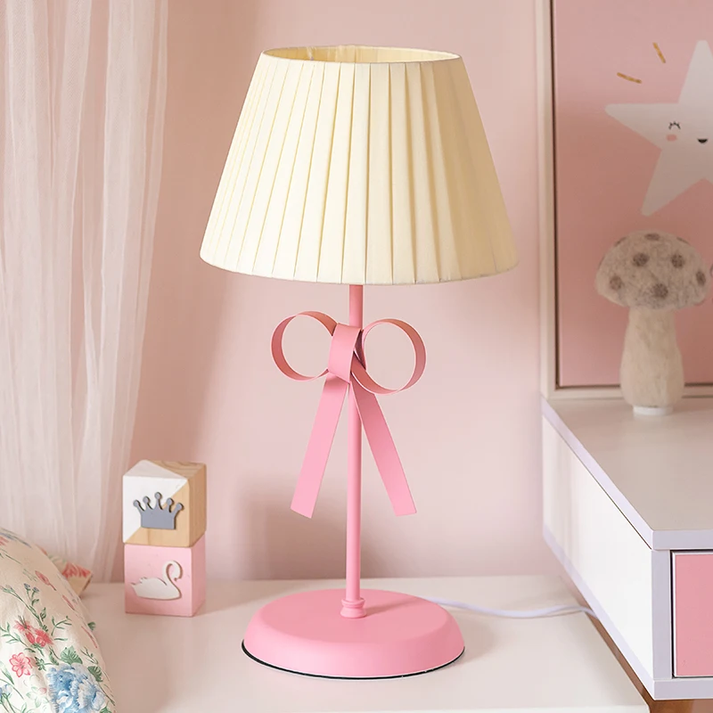 F6 Pink Bow Design Table Lamp, Adjustable Princess Pink Light, Kids' Room Bedside Lamp, Remote-Controlled Nightstand Light 3