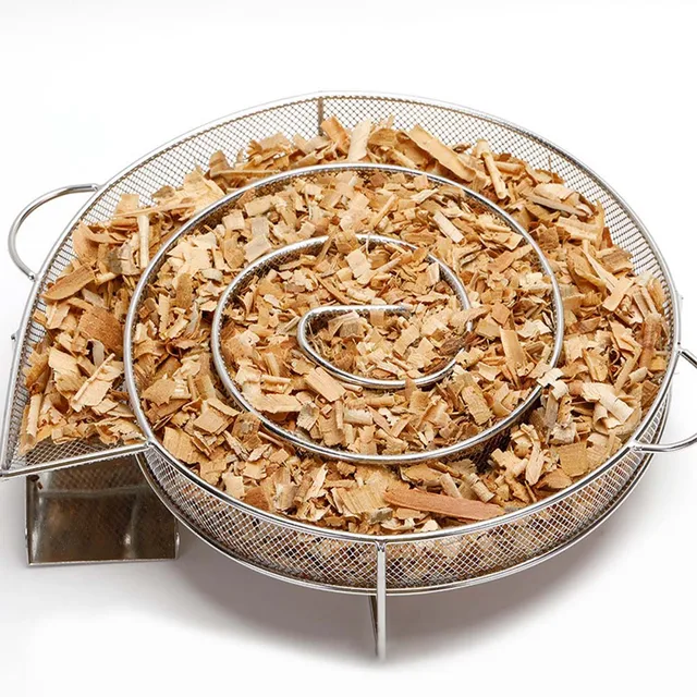 Rozsdamentes Acél Hideg Füstgenerátor Kerek Füstkosár Bbq Grillhez Vagy Dohányos Fa Por Dohányzás Lazacos Hús Égő Főző Szerszám