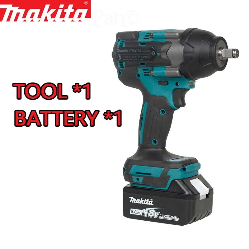 Makita high torque lithium power tool DTW700 rechargeable 18V brushless electric impact wrench 700N M-torque high-speed motor 4