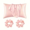 4-Piece Hair Care Set: 2 Silky Pillowcases & 2 Polyester Hair Scrunchies 2