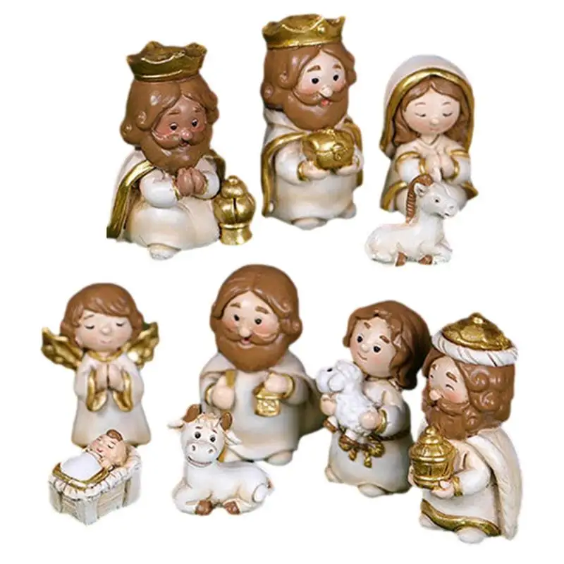 

Resin Holy Family Nativity Scene Jesus Large Full Christmas Crib Decorative Figurines Ornaments Home Decoration Accessories