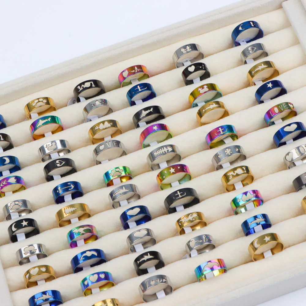 Fashion Multi Style Stainless Steel Jewelry Rings Zircon Crystal Spinner 5 Colors Punk Spikes 10/20 Pcs/Lot For Womens Mens Gift crystal rings,zircon rings,fashion rings,fidget rings,punk rings,fashion ring,stainless steel rings,finger rings,metal rings