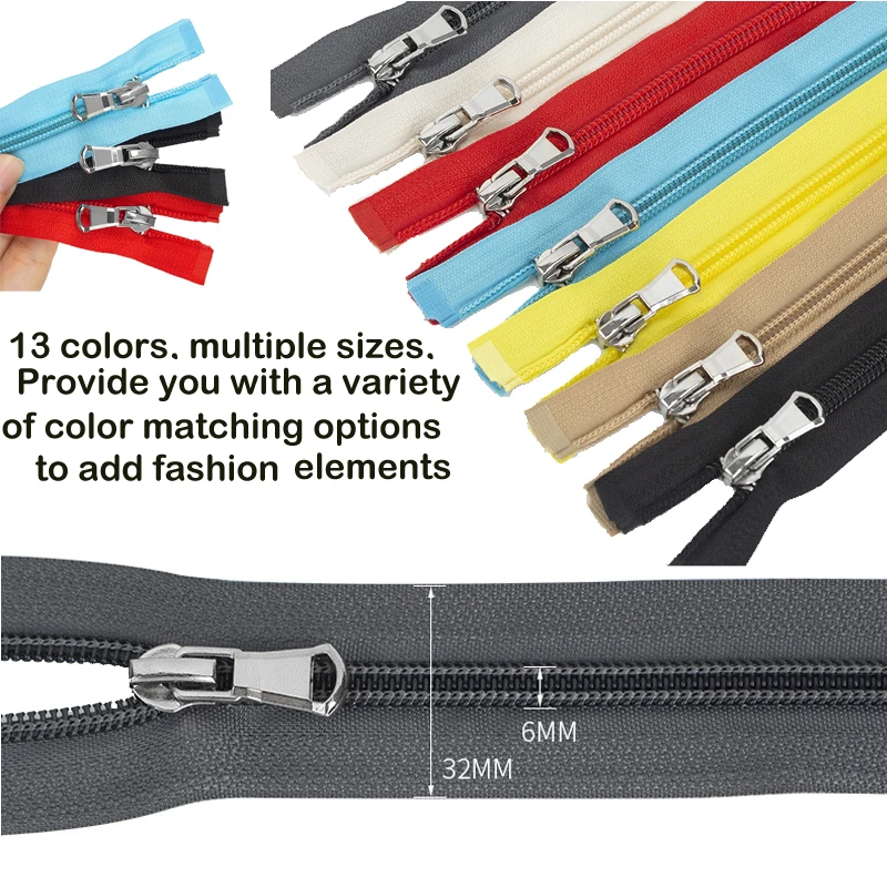 

5Pcs 15 Inch-31 inch (40cm-80cm) Nylon Coil Zippers Open-End For DIY Tailor Sewing Crafts Nylon Zippers Accessories 13 Colors