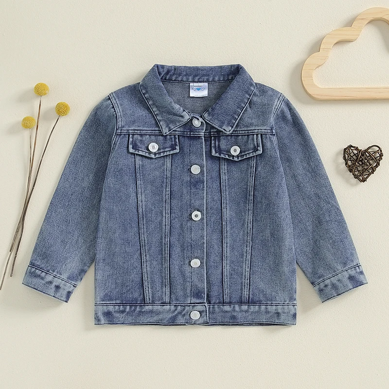 S35296ba6dfa941b4ab4fd4dc377b77d2Q.jpg Pudcoco Baby Girl Denim Jacket Big Sis Embroidery Lightweight Long Sleeve Button Cardigan Coat Infant Spring Fall Outwear 1-5T - Image 2