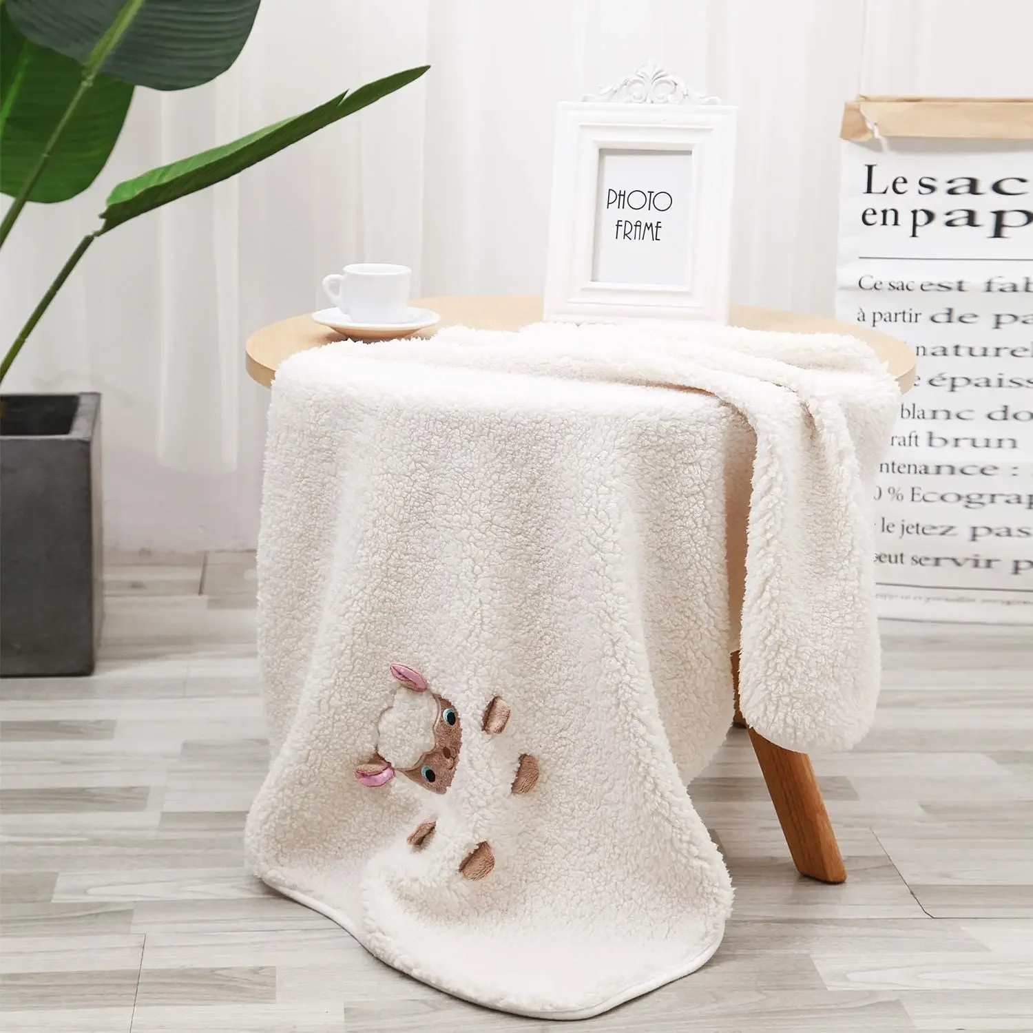 2-Pc Organic Wool Baby Blanket Set 'Find aFriend'-Bunny & Sheep Design for Newborns & Toddlers
