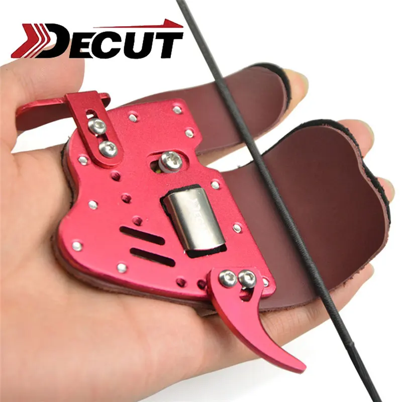 1 Pcs Archery Target Bow Finger Guard Protector Gear Flechas Top leather Aluminum Alloy Tab Recurve Bow Hunting Chasse Accessory