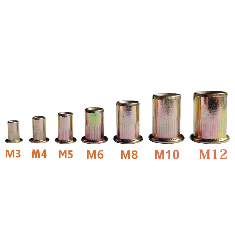 50 Pièces écrous Rivets 1/2-13UNC - Acier Zingué, Tête Plate, Lot Neuf