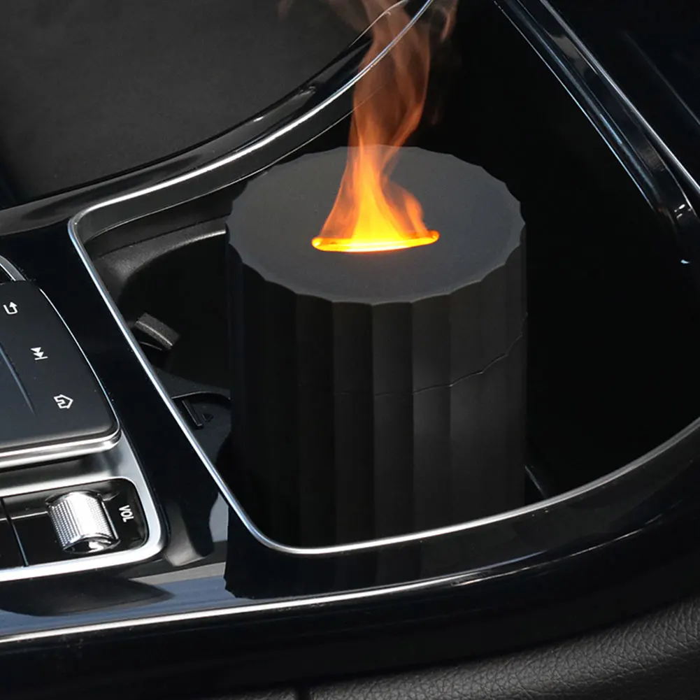 Colorful Flame Car Diffuser Humidifier Aromatherapy Diffuser 7 Flame Colors USB Mini Portable 100mL Auto-Off Protection