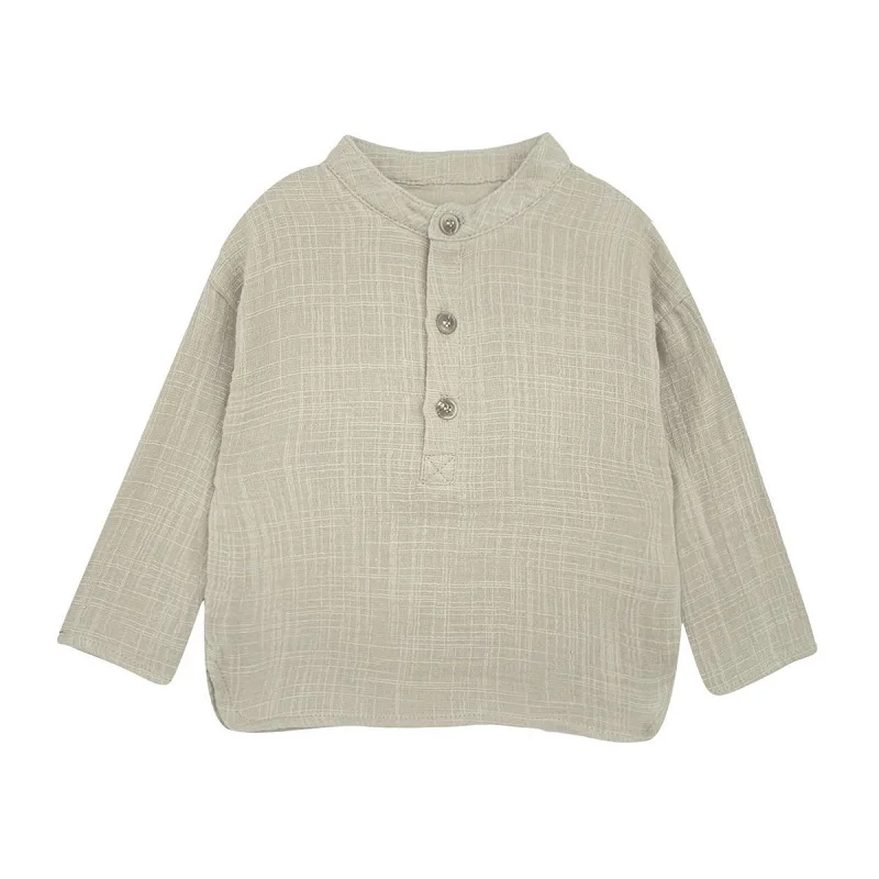 Fashion Baby Boy Cotton Shirt Long Sleeve Infant Toddler Child Button Shirt Casual Outfit Spring Autumn Baby Clothes 1-5Y