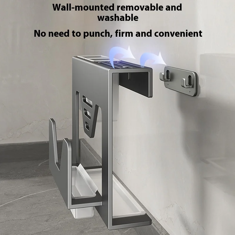 Stainless steel kitchen knife holder, wall mounted pot cover holder, multifunctional storage rack, chopstick holder