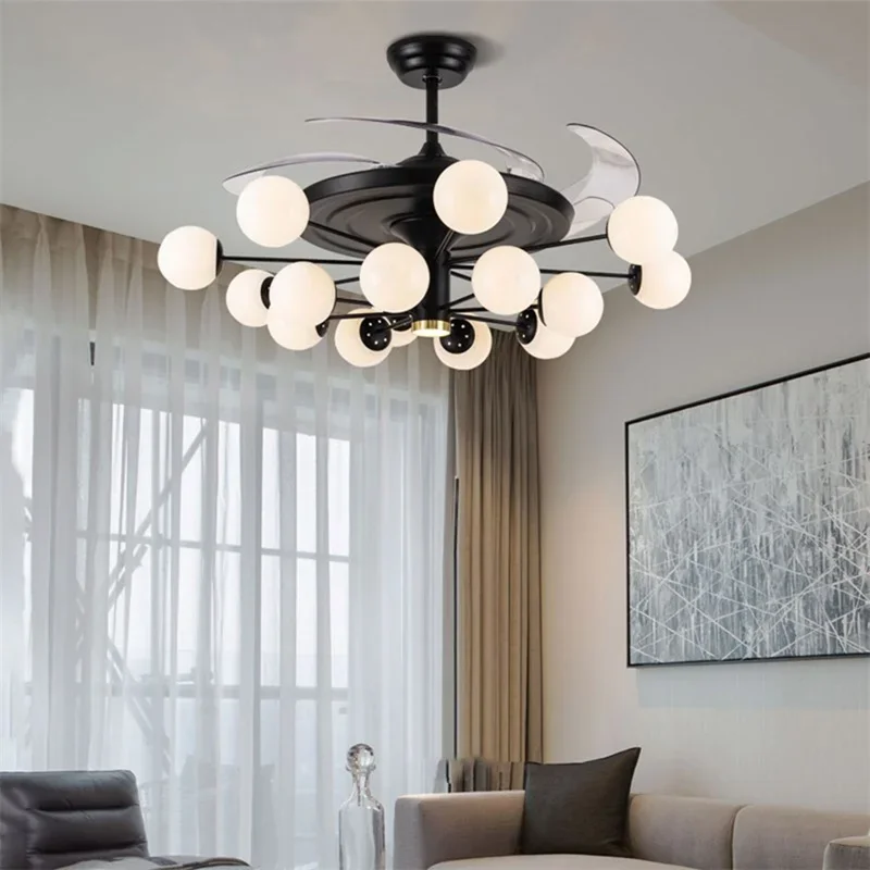 8M Modern Ceiling Fan Lights Big 52 Inch Lamps Remote Control Without Blade For Home Dining Room