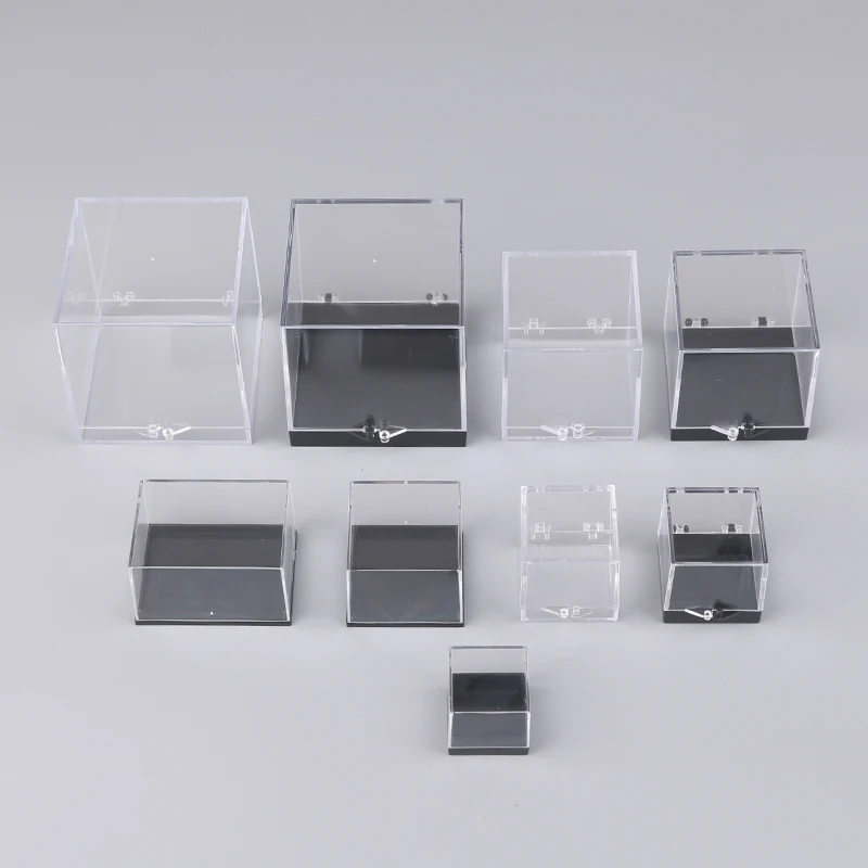 1Pc Storage Boxes Lids Gemstone Display Coin Clear Container Specimen Mini Square Cube Acrylic Case Rough Mineral Standard 5