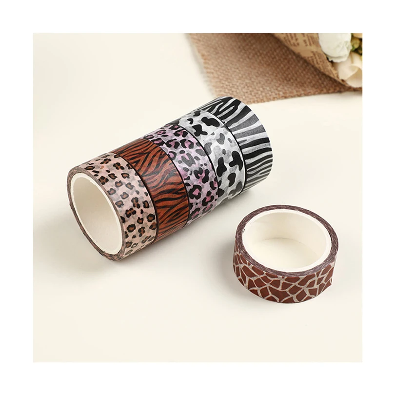 6Rolls Washi Tape School Supplies Masking Tape Animal Texture Scrapbooking 5m Journal Kawaii Stationery Decorative Adhesive Tape 5