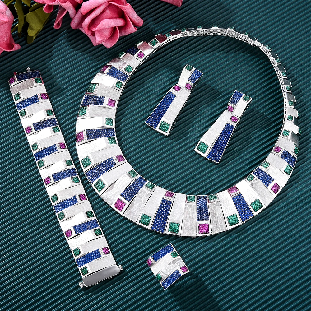 

Missvikki Luxury Trend Gorgeous Necklace Earrings Bangle Ring Set African Jewelry Sets For Women Wedding Jewelry Trendy HOT New