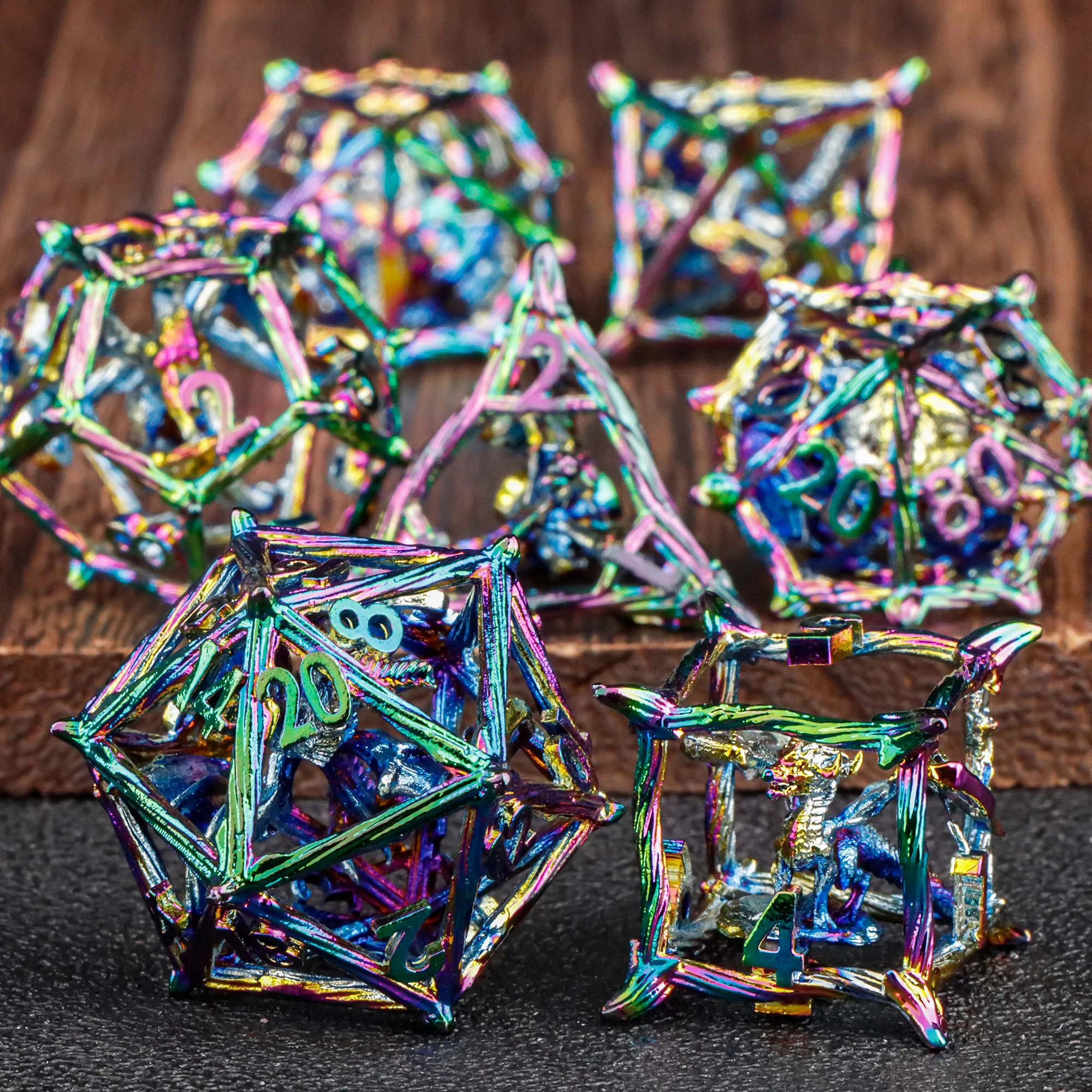 Enchanted Dragon Metal Dice Set - Ultimate RPG Gaming Accessory and Perfect Halloween Gift