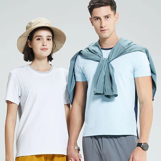 Men's Running T-shirt Bodybuildin Fit Sportswear for Man Gym Trainin Sweatshirt Outdoor Cycling Short Sleeve Tops Quick Drying